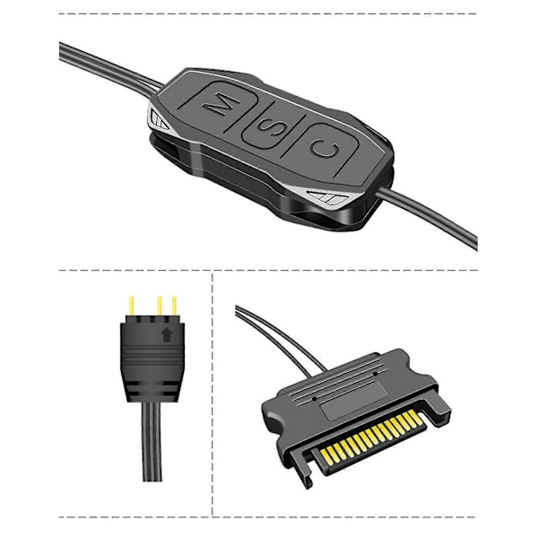 Controller Mate Manuell Adresserbar RGB Kontroller ARGB LED Kontroller SATA 15-Pin til 3-Pin ARGB LED