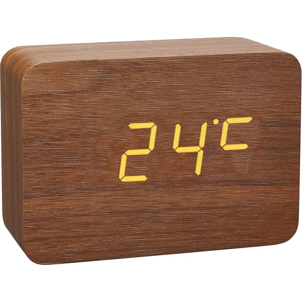 Tfa Dostmann Design Radioväckarklocka i träimitation Clocco, 60.2549.08, Plast, Brun/orange[C]