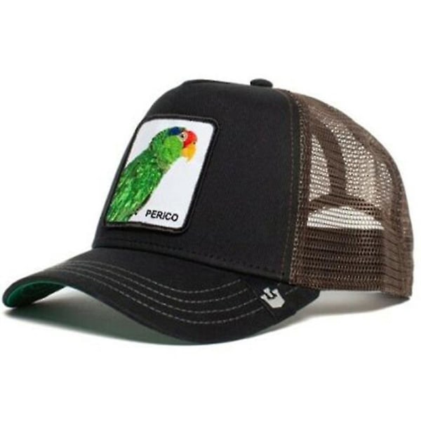 Animal Baseball Cap Sun Protection Mesh Brodert Trucker Hat Parrot