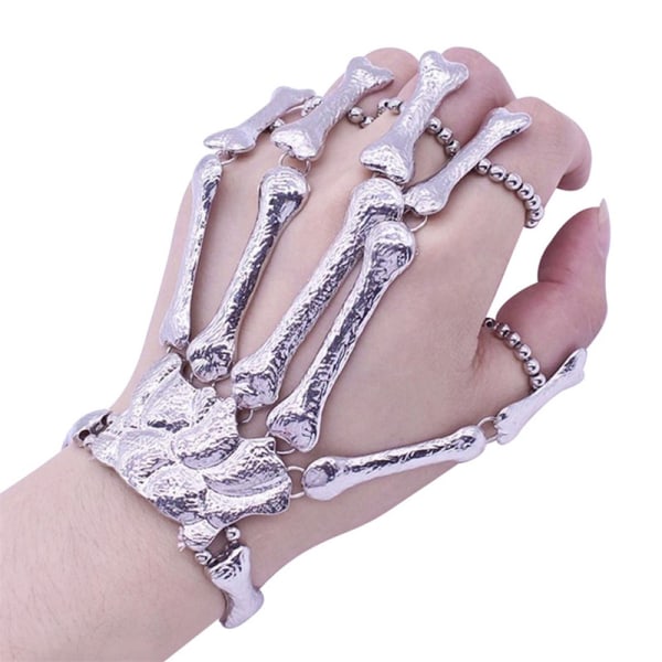 Halloween cosplay döskalle armbånd ghost claw vantar (sølv)