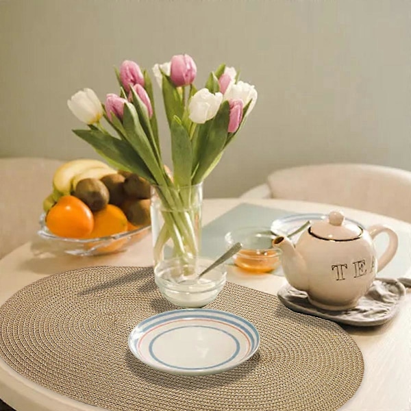 Soikeat punotut tabletit 30*45cm pöytätabletit ruokapöytiin, luonnonmukaiset kudotut lämmönkestävät tabletit (soikea beige)