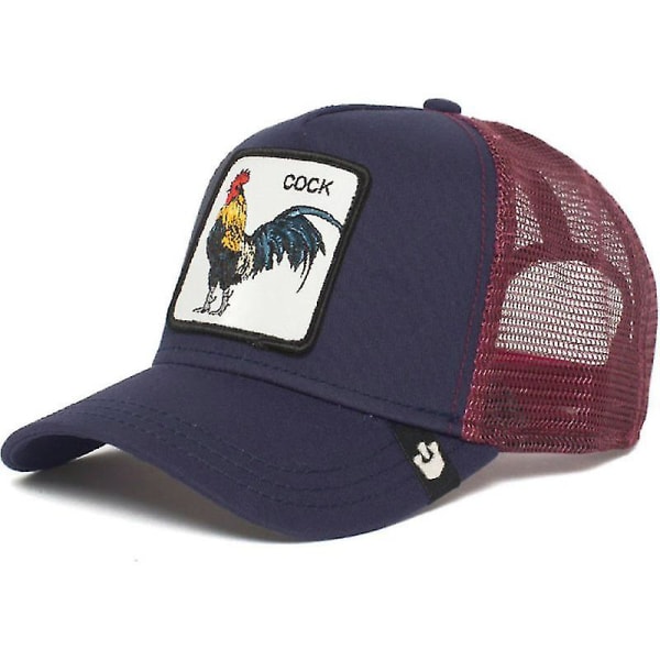 Utförsäljning Djur Baseball Cap Solskydd Mesh Broderad Trucker Hat Rooster navy blue
