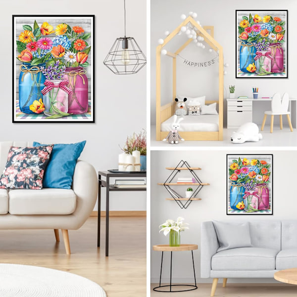 5D Diamantmålningskit (för vuxna), 5D Diamantkonstkit, Full Diamant Alla Hjärtans Dag Blomma Ädelstensmålningskit Hem Väggdekoration 30x40 cm