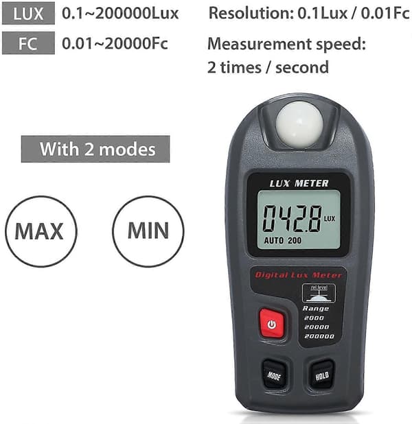 20000 Fc / 200000 Digitalt Luxmeter