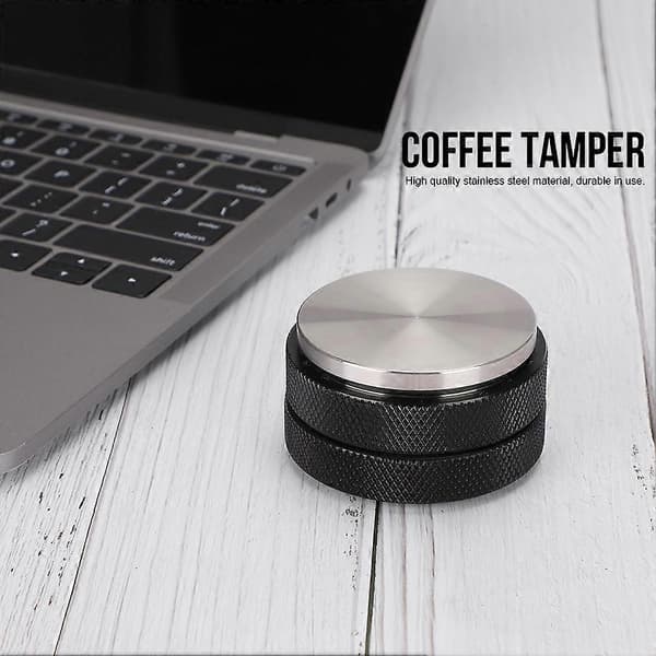 58mm Sort Flad Bund Kaffe Tamper i Rustfrit Stål Tilbehør til Hjemme Kaffebar
