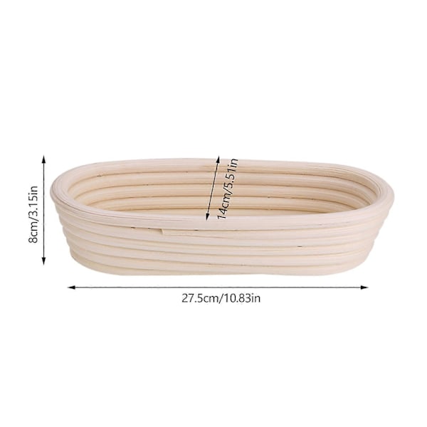 Håndlavet Ubleget Naturlig Rattan Hævekurv Dej Brødbagesæt, 27,5x14x8cm