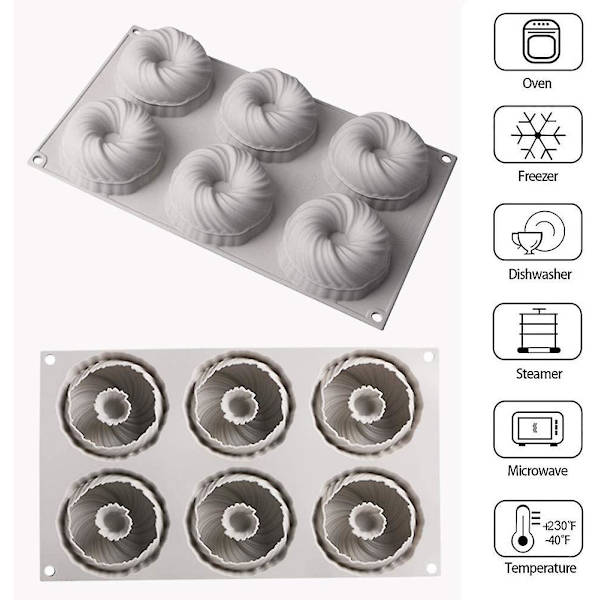 Bageform silikoneform kage, 3D bageforme spiral kage bageform til bagning af dessertmousse