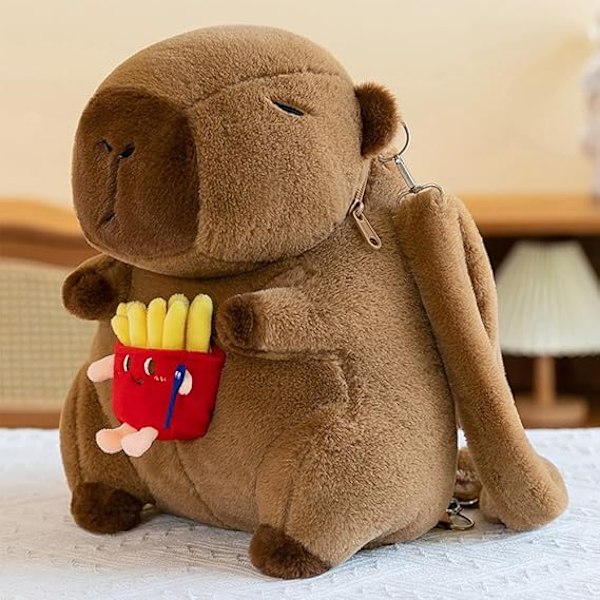 Söt Capybara Plysch Ryggsäck Rolig Tecknad Capybara Axelväska Barn Mini Ryggsäck Mode Plysch Päls Väska Flickor