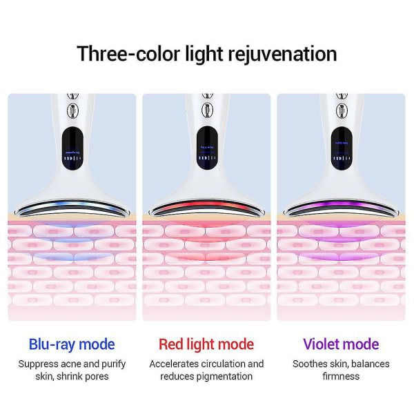 Ems Microcurrent Ansigts- og Hals Skønhedsenhed Led Photon Opstrammende Foryngelse Anti-rynke Tynd Dobbelt Hage Hudpleje Ansigtsmassager Hvid