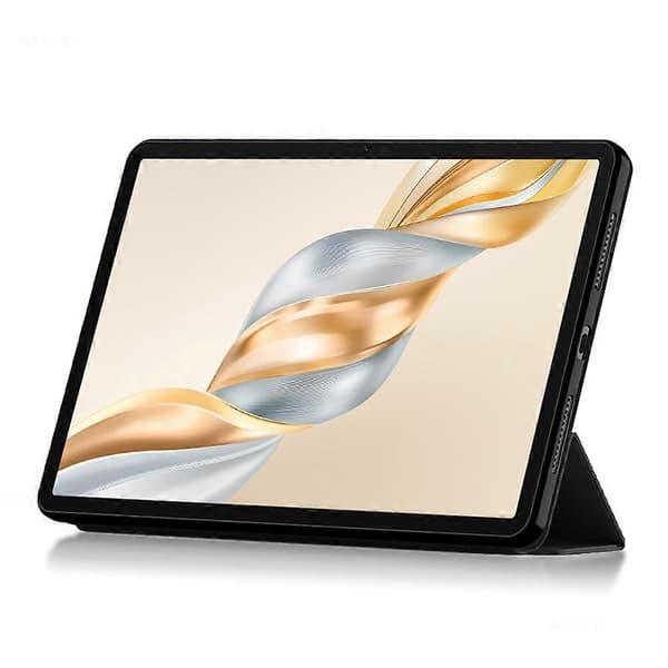 Fodral för Honor Pad X9 Pro PU Läder TPU Baksida Trefaldigt Ställ Tablet Skydd Svart