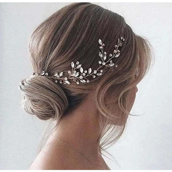 Brude Bryllup Tiara Krystal Hårbøjle Sølv Brude Blomster Hårpynt til Kvinder og Piger