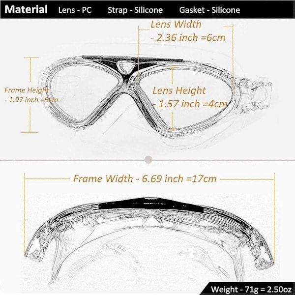 Simglasögon, vuxen Transparent Anti-dimma