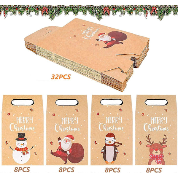 Xmas Goodies Godteposer, Medium og Små Gaver, Livlige Farger og Unike Design, Miljøvennlig og Holdbar Kraftkartong For Resirkulerbar Gjenbruk