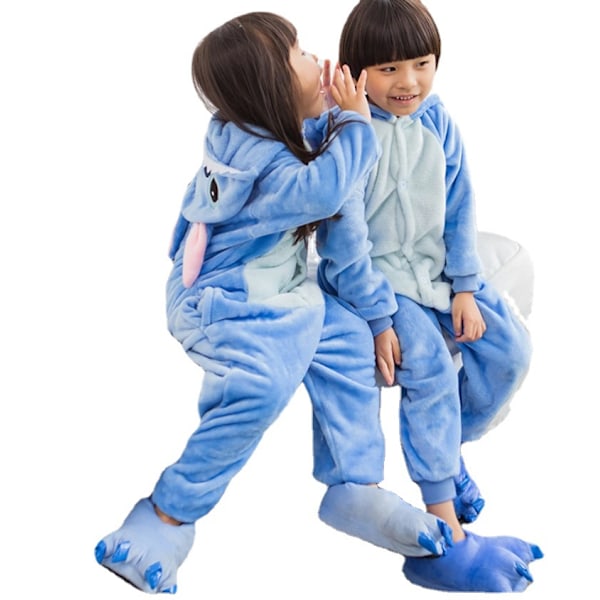 Autumn and winter flannel one-piece pajamas for boys and girls with cartoon animals