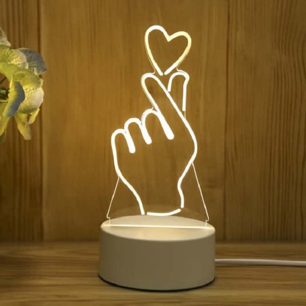 3D LED-lamppu - Käsi sydämellä