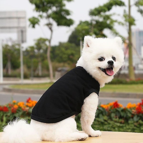 Sommarkläder för husdjur för små medelstora hundar T-shirt i massiv bomull Hundar Accessoarer Husdjursmaterial Kattväst Skjortor Svart S