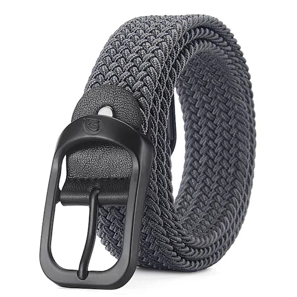 Ny Elastisk Flettet Herrebælte - 120cm, Grå/Sort
