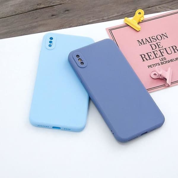For iPhone X Xs Magic Cube Frosted Silicone Case Full Cover Protective Case (Blue)