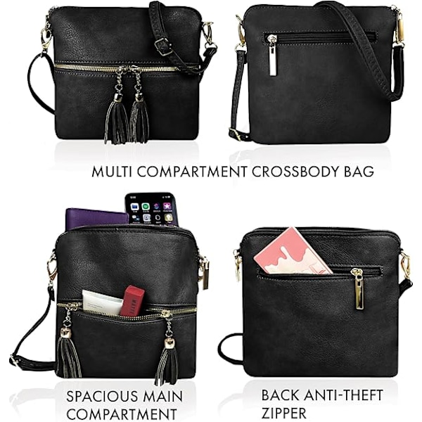Crossbody-väskor för dam, designade små axelväskor för dam i konstläder med justerbar axelrem, messenger-väskor för dam med flera fack