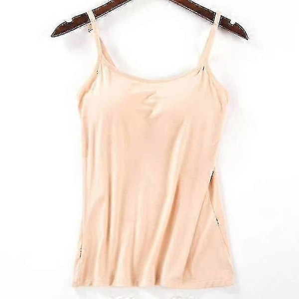 Dam Vadderad Mjuk Casual BH Tank Top Dam Spaghetti Cami Top Väst Kvinnlig Camisole Med Inbyggd BH M