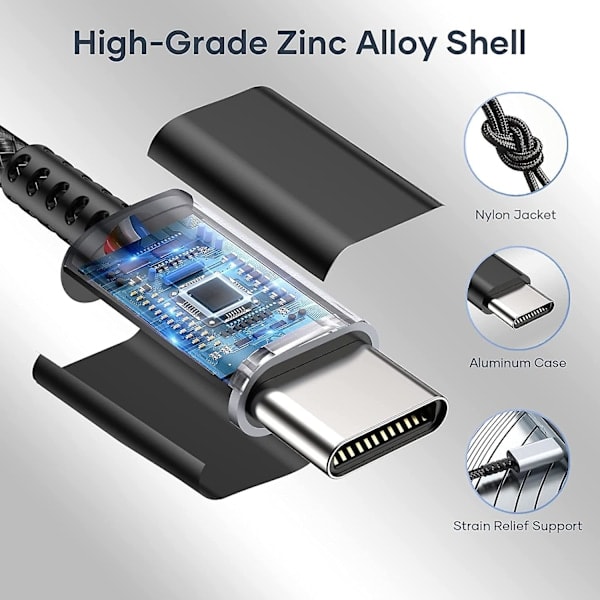Svart USB-C till 3,5 mm hörlursadapter, USB Type-C ljudjackadapter med DAC, Type-C till digitala ljudhörlurar kompatibel med Galaxy S
