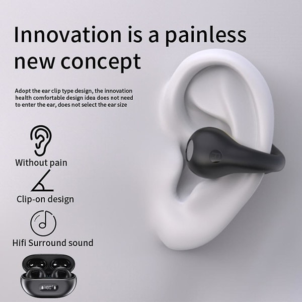 Langattomat Bluetooth 5.3 -nappikuulokkeet, avoimet korvanappikuulokkeet, pyöräilykuulokkeet, melua vaimentava headset, musta