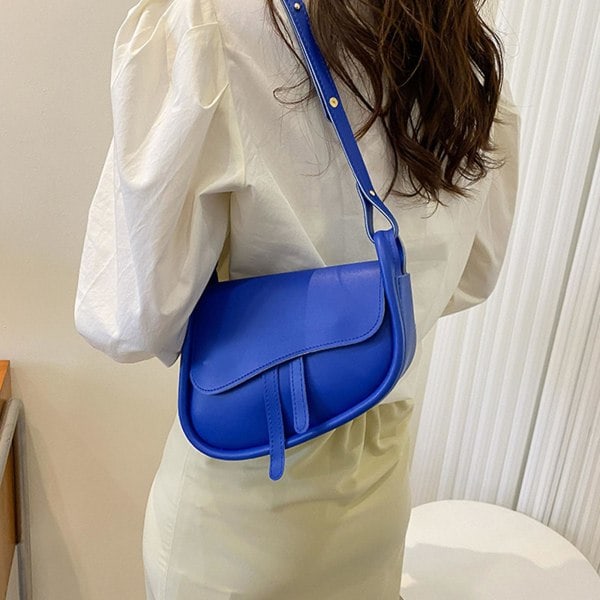 Crossbody-väska i läder, underarmsväska, justerbar axelväska för hundpromenader, gul