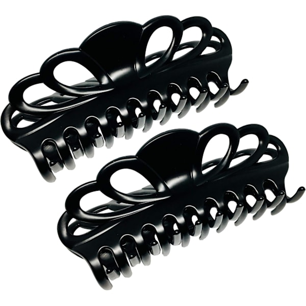 Extra Stora Hårklämmor, Halkfria Starka Stylingklämmor, Franska Håraccessoarer, 14,7 cm Längd (Svart x 2)