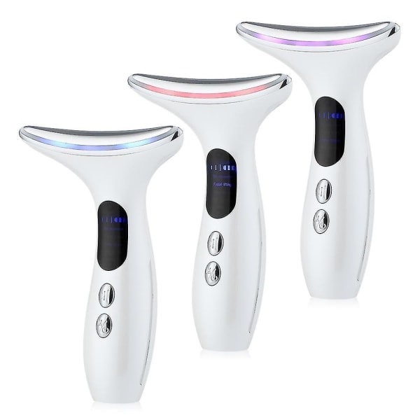 Ems Microcurrent Ansigts- og Hals Skønhedsenhed Led Photon Opstrammende Foryngelse Anti-rynke Tynd Dobbelt Hage Hudpleje Ansigtsmassager Hvid