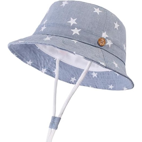 Vauvan aurinkohattu taaperon aurinkosuoja eläinlippis unisex kesäinen ämpärihattu leukahihnalla, 48cm