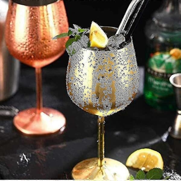 Vinglas i guld, 2 cocktailglas i rustfrit stål