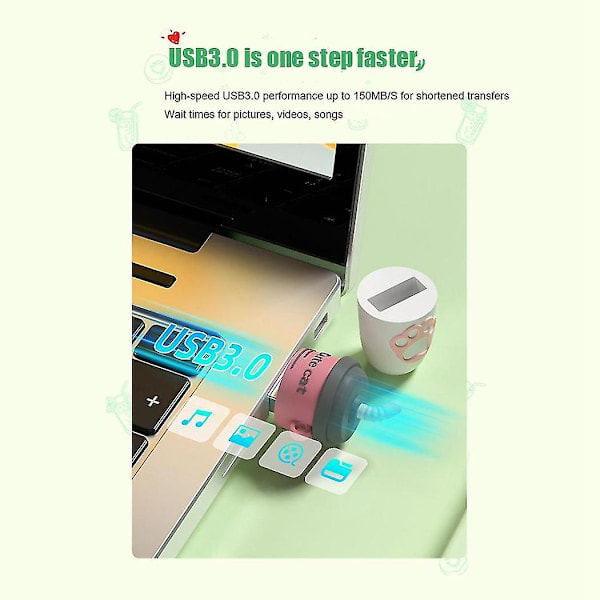 Söt Mjölktekopp Musikbil USB-minne 128GB USB Flash Drive Extern Lagring Dator U Disk