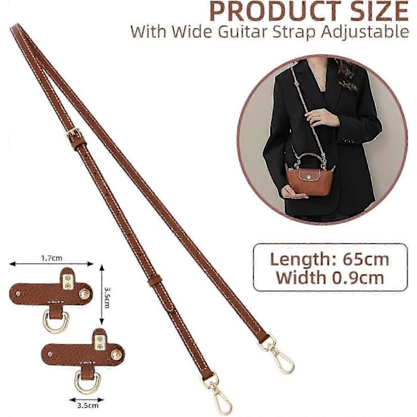 Skulderstropp for Longchamp-veske, Skulderstropp for veske, med 2 skulderstroppadaptere, Skulderveskestropp, Justerbar skulderstropp for vesker, for