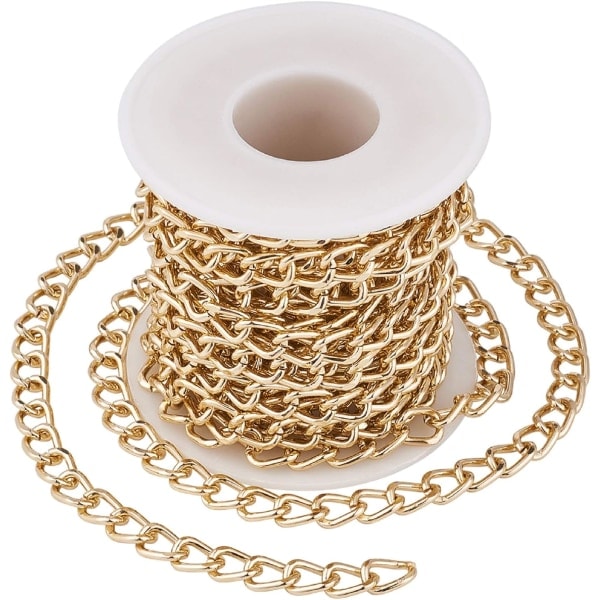 Guld Aluminium Osvetsad Vriden Kedja Rulle - 5m - 10 x 6.5mm - DXGHC