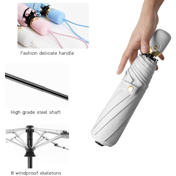 Automatisk Foldbar Paraply til Kvinder Solbeskyttelse Anti-UV Kompakt P