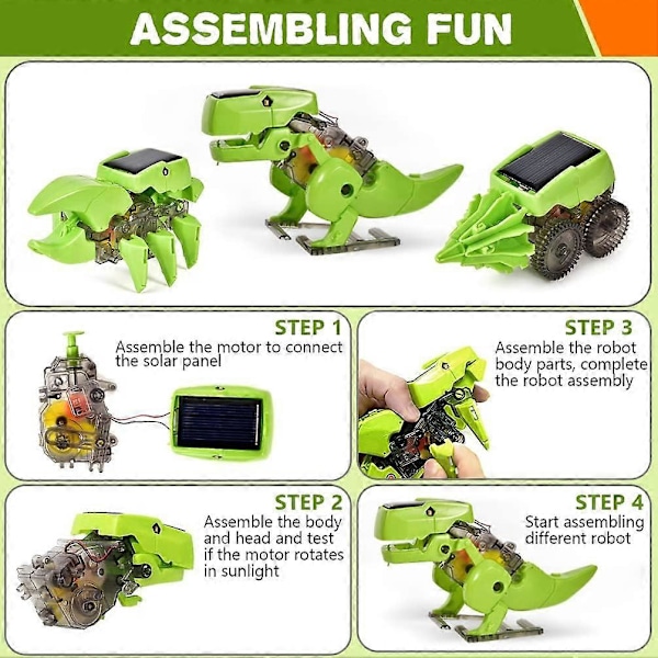 Dinosaurie 3-i-1 Solrobot Leksaker Vetenskapliga Kit Barn Ålder 8 9 10 11 12 Lärande Pedagogiska Byggtekniska Gåvor Leksak Pojkar Flickor Helgdag Födelsedag Prim
