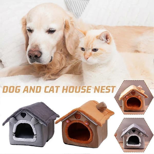 Katt Hundehus Vinter Varmt Lite Hundehus Fire Årstider Vaskbart Hundehus Kattseng Kjæledyrutstyr grey/1pcs