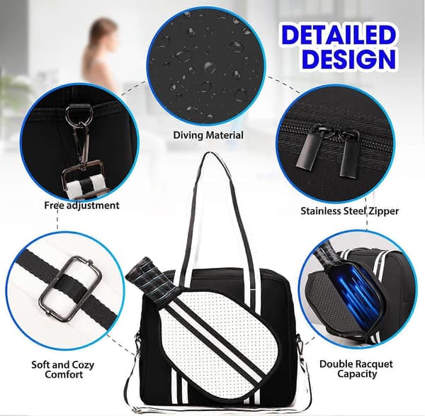Crossbody Sling Pickleball Väska Tote, Pickleball Väskor för Kvinnor och Män, Pickleball Väskor för Damer