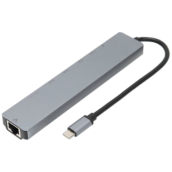 USB C -telakka 8 in 1 Monitoiminen Type C - RJ45 USB3.0 USB C HD Multimedia Interface -telakointiasema pöytäkoneelle ja kannettavalle tietokoneelle