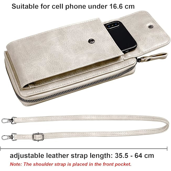 Crossbody-telefonväska för dam, Crossbody-telefonväska i PU-läder för dam med justerbar rem, kortfack, liten axelväska för telefon, myntbörs, plånbok för dam
