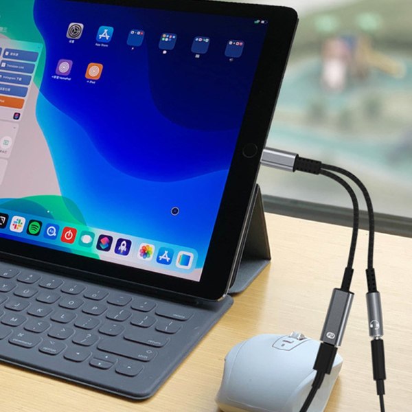 USB C Splitter, Flerbruks, Ladehodetelefoner Begge