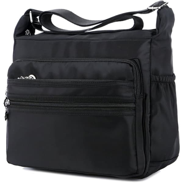 Nylon Oxford Messenger Taske (sort), afslappet canvas til damer