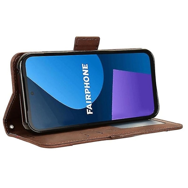 För Fairphone 5 Fodral Repskydd Folio Flip PU Läder Omslag Brun