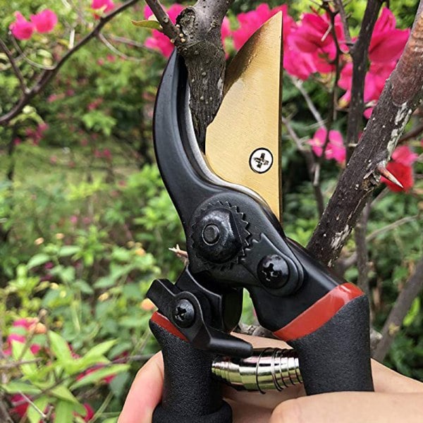 Garden Pruning Shear Straight Blade Steel and Titanium Flower Scissors Cut Bypass Dry Wood. Ergonomic Handles