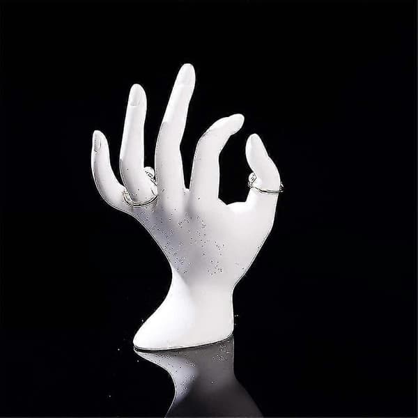 Hand Smyckesdisplayhållare, vit Ringhållare Handdisplay Ok Form