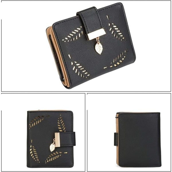Plånbok damer, liten läderplånbok Bifold plånbok