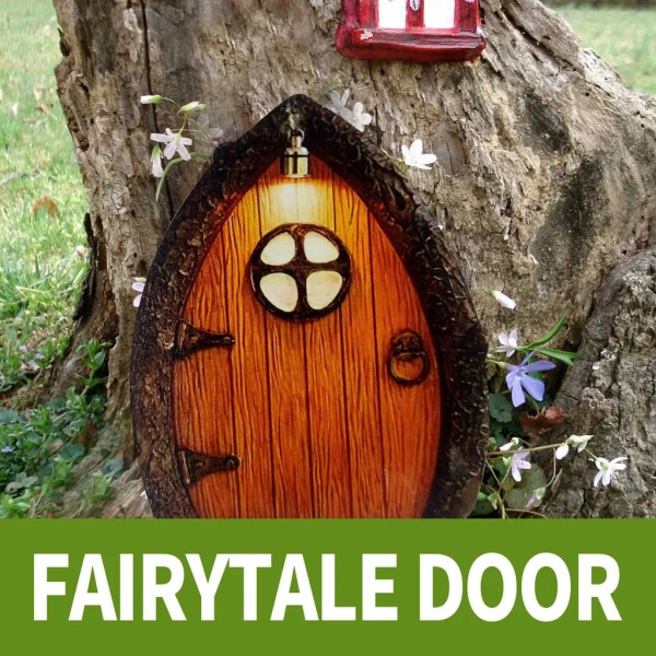 Trä Fairy Door Set - 6 delar för barnrum, trädgård, konst, trädgård