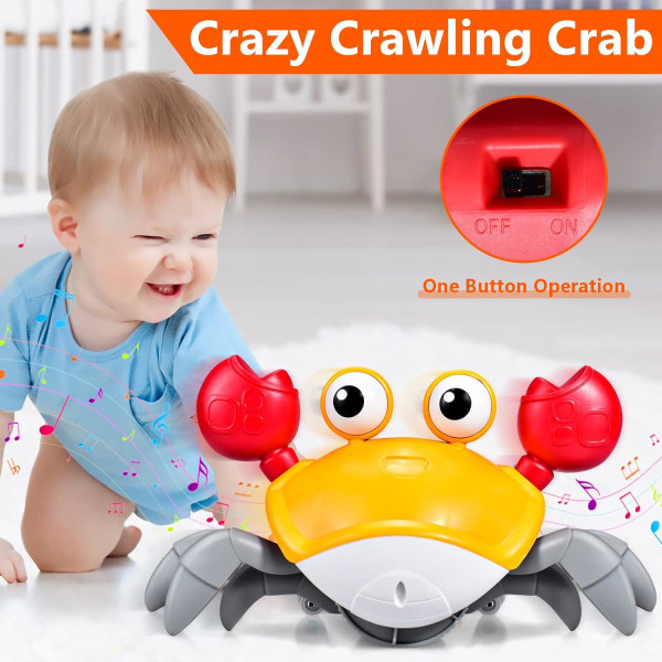 Musikaliska krabbaleksaker för barn - Dansande sensoriska leksaker för bebisar 0-6 månader