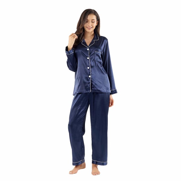 Damer Silk Satin Pyjamas Set - Long Sleeve Sleepwear Loungewear