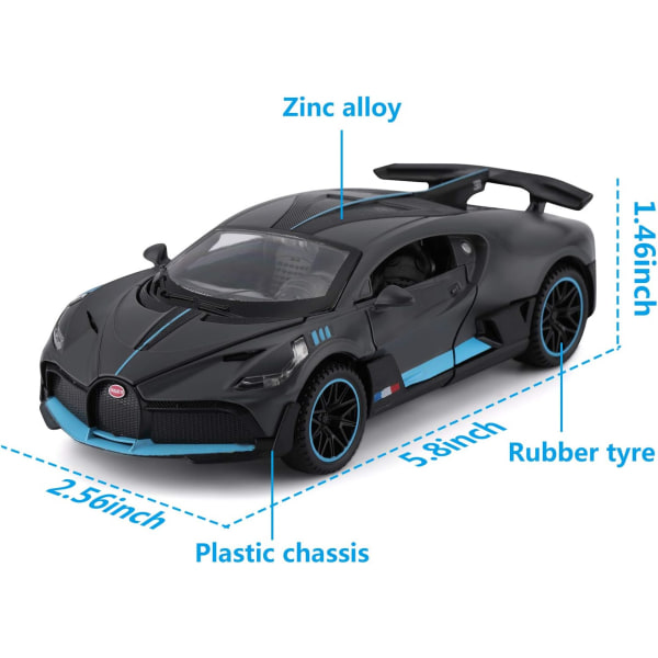 Bugatti Divo Diecast Car, Zink Alloy Gjutmodell Pull Back Car